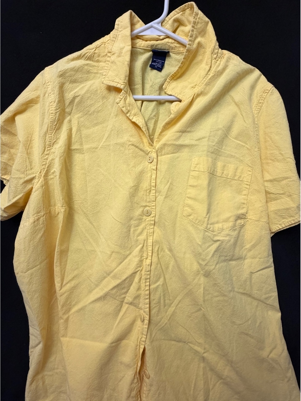 Basic Editions Yellow Short Sleeve Button-Up Shirt